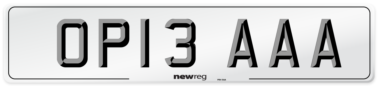 OP13 AAA Number Plate from New Reg